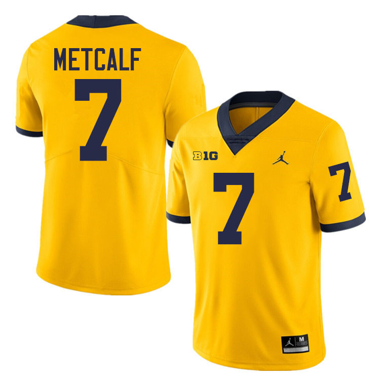 TJ Metcalf Michigan Jersey,Michigan Wolverines #7 TJ Metcalf College Football Jersey Youth-Maize